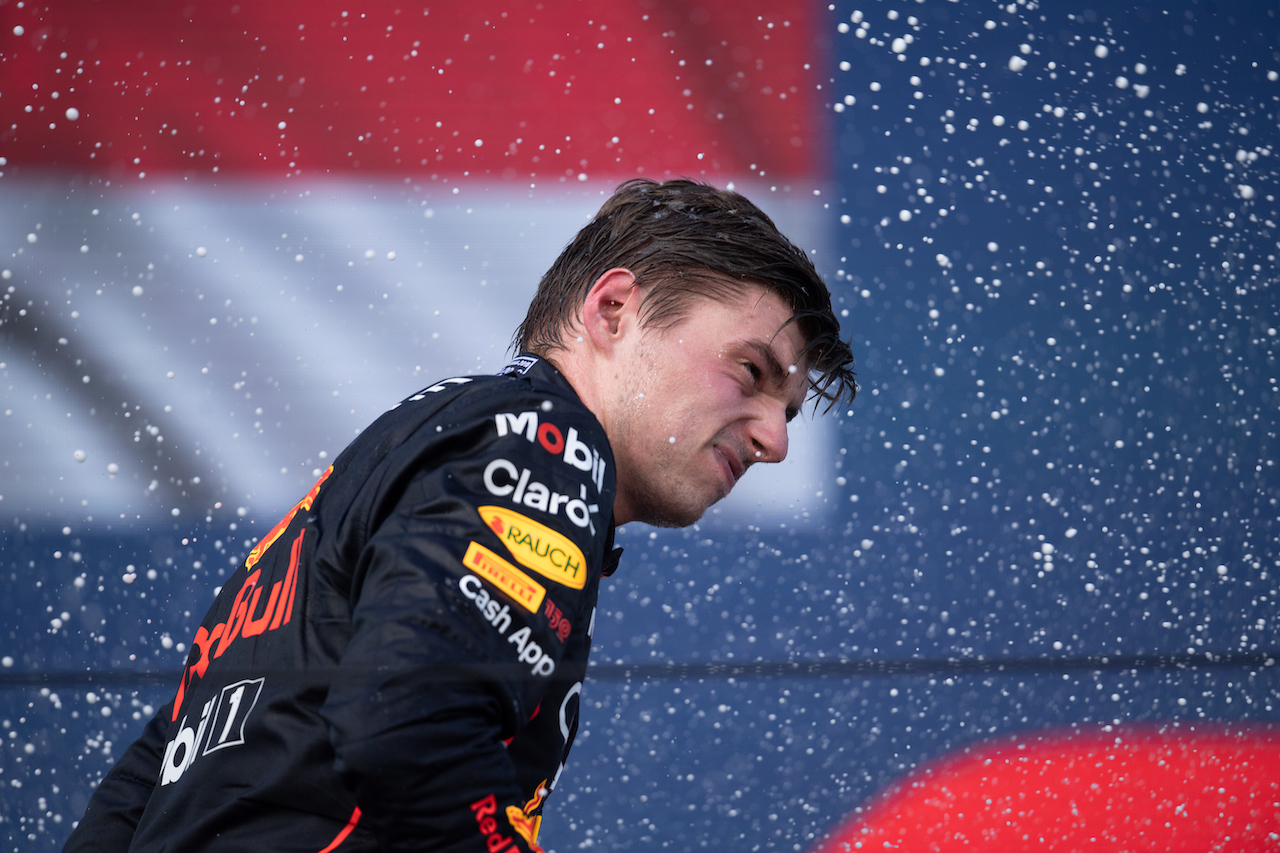 GP MIAMI, Gara winner Max Verstappen (NLD) Red Bull Racing celebrates on the podium.
08.05.2022. Formula 1 World Championship, Rd 5, Miami Grand Prix, Miami, Florida, USA, Gara Day.
- www.xpbimages.com, EMail: requests@xpbimages.com © Copyright: Price / XPB Images