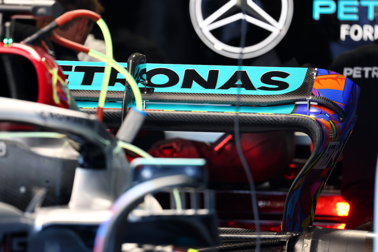 GP MIAMI, Mercedes AMG F1 W13 rear wing.
05.05.2022. Formula 1 World Championship, Rd 5, Miami Grand Prix, Miami, Florida, USA, Preparation Day.
- www.xpbimages.com, EMail: requests@xpbimages.com © Copyright: Batchelor / XPB Images