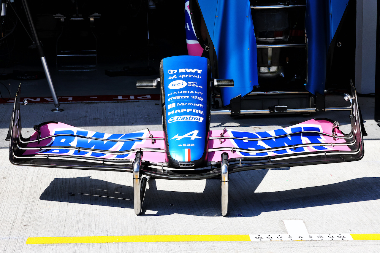 GP MIAMI, Alpine F1 Team A522 front wing.
05.05.2022. Formula 1 World Championship, Rd 5, Miami Grand Prix, Miami, Florida, USA, Preparation Day.
- www.xpbimages.com, EMail: requests@xpbimages.com © Copyright: Batchelor / XPB Images