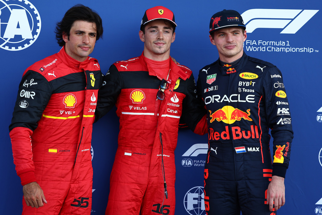 GP MIAMI, Pole for Charles Leclerc (MON) Ferrari F1-75, 2nd for Carlos Sainz Jr (ESP) Ferrari F1-75 e 3rd Max Verstappen (NLD) Red Bull Racing RB18.
07.05.2022. Formula 1 World Championship, Rd 5, Miami Grand Prix, Miami, Florida, USA, Qualifiche Day.
- www.xpbimages.com, EMail: requests@xpbimages.com © Copyright: Batchelor / XPB Images