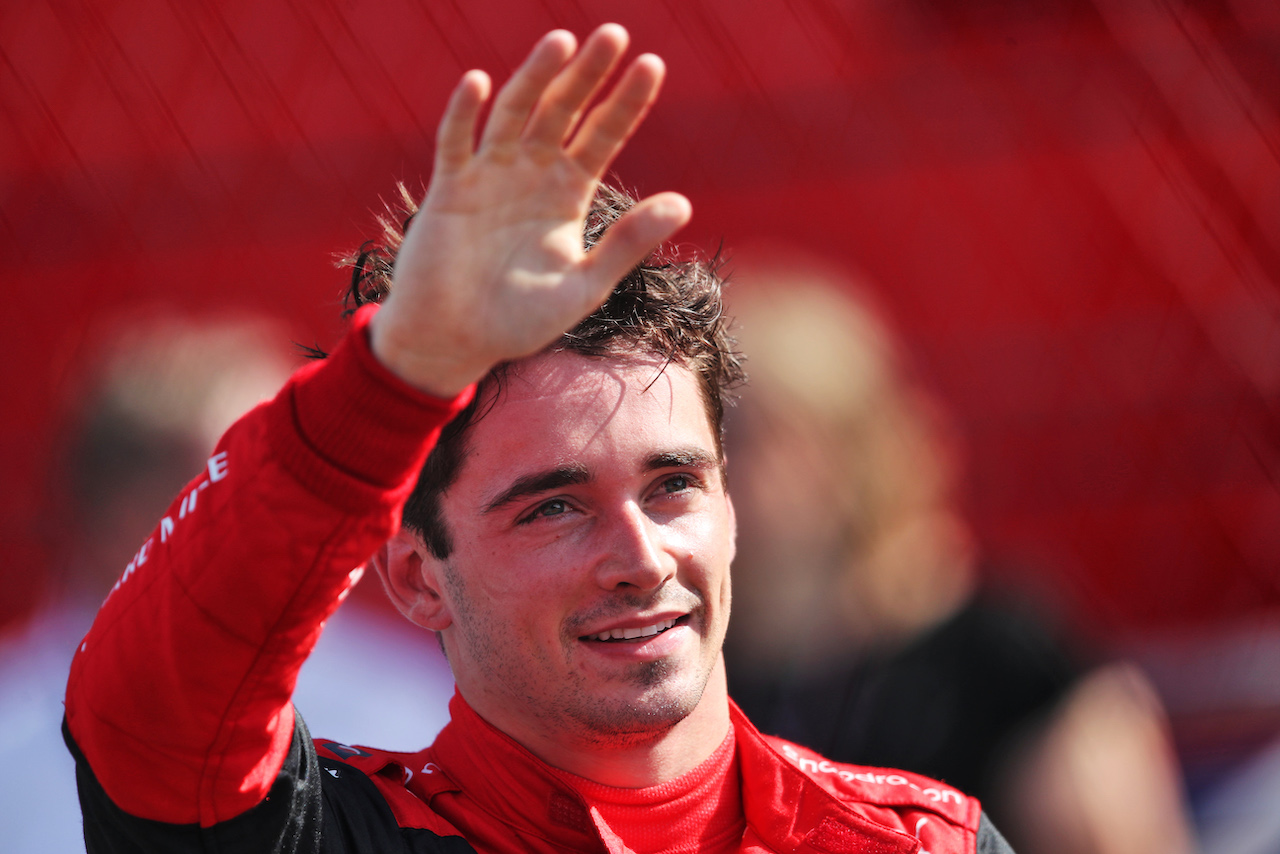 GP MIAMI, Charles Leclerc (MON) Ferrari celebrates his pole position in parc ferme.
07.05.2022. Formula 1 World Championship, Rd 5, Miami Grand Prix, Miami, Florida, USA, Qualifiche Day.
 - www.xpbimages.com, EMail: requests@xpbimages.com © Copyright: Coates / XPB Images