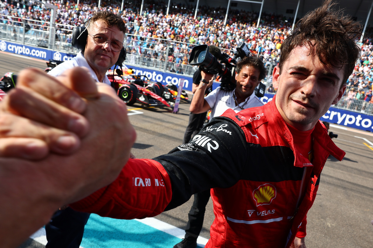 GP MIAMI, Pole for Charles Leclerc (MON) Ferrari F1-75.
07.05.2022. Formula 1 World Championship, Rd 5, Miami Grand Prix, Miami, Florida, USA, Qualifiche Day.
- www.xpbimages.com, EMail: requests@xpbimages.com ¬© Copyright: Batchelor / XPB Images