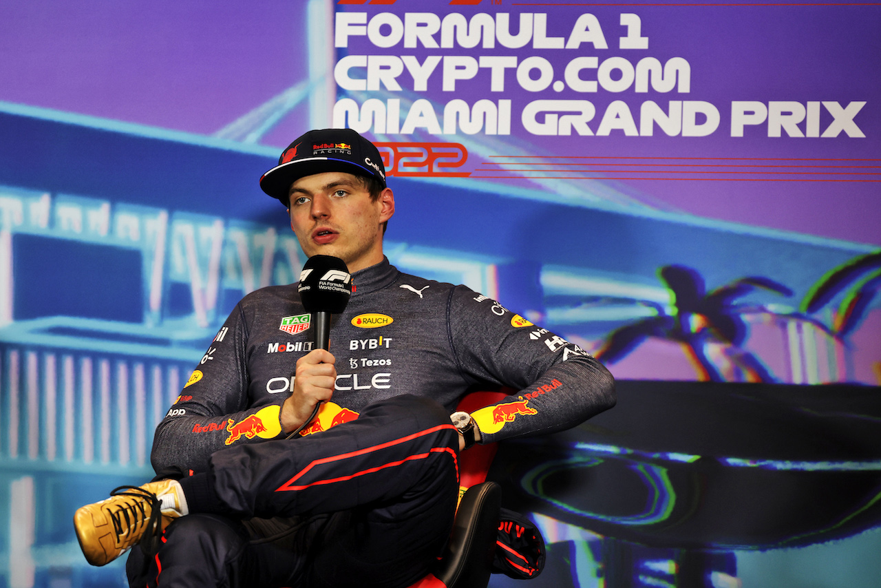GP MIAMI, Max Verstappen (NLD) Red Bull Racing in the post qualifying FIA Press Conference.
07.05.2022. Formula 1 World Championship, Rd 5, Miami Grand Prix, Miami, Florida, USA, Qualifiche Day.
- www.xpbimages.com, EMail: requests@xpbimages.com © Copyright: Bearne / XPB Images