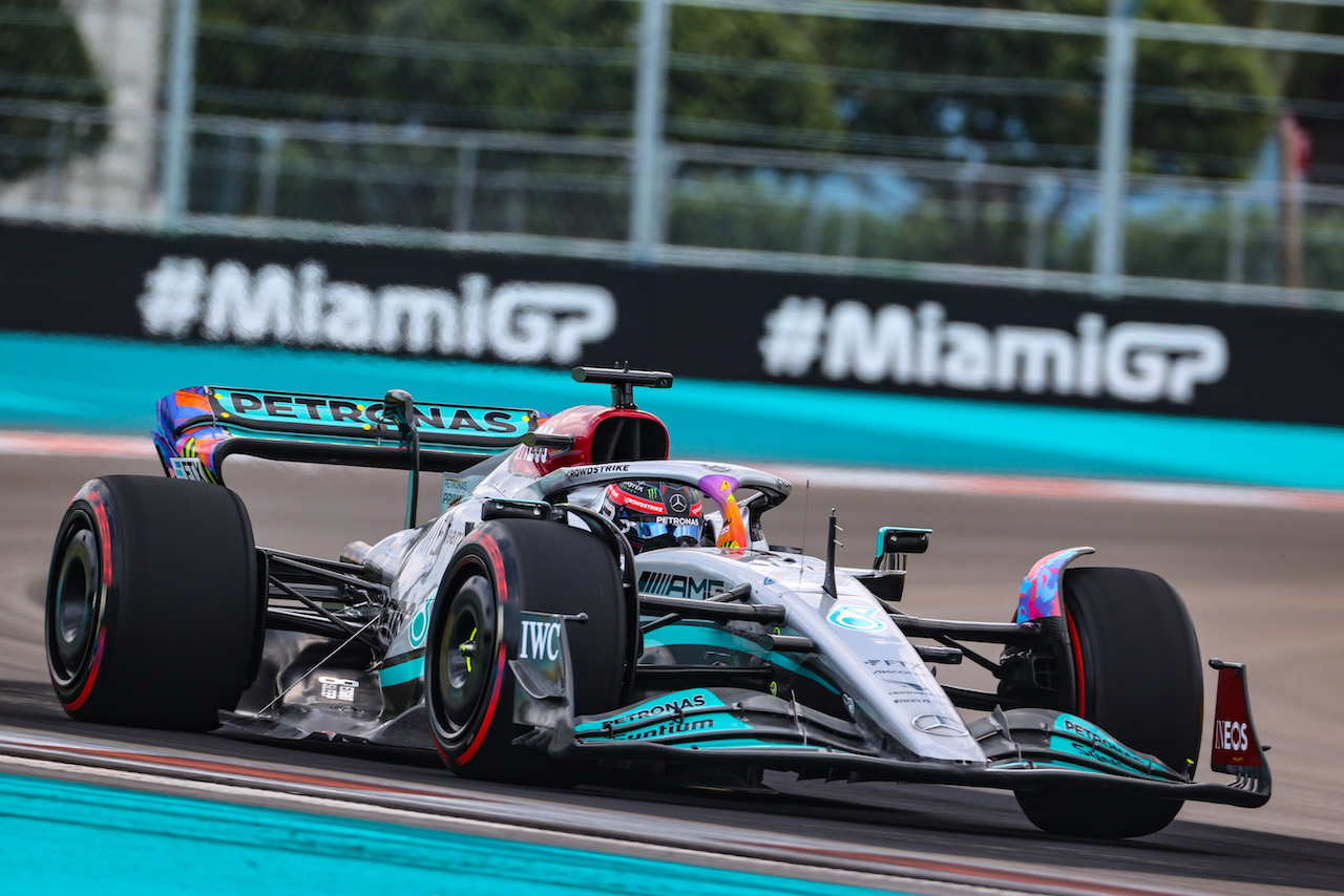 GP MIAMI, George Russell (GBR), Mercedes AMG F1 
06.05.2022. Formula 1 World Championship, Rd 5, Miami Grand Prix, Miami, Florida, USA, Practice Day.
- www.xpbimages.com, EMail: requests@xpbimages.com ¬© Copyright: Charniaux / XPB Images