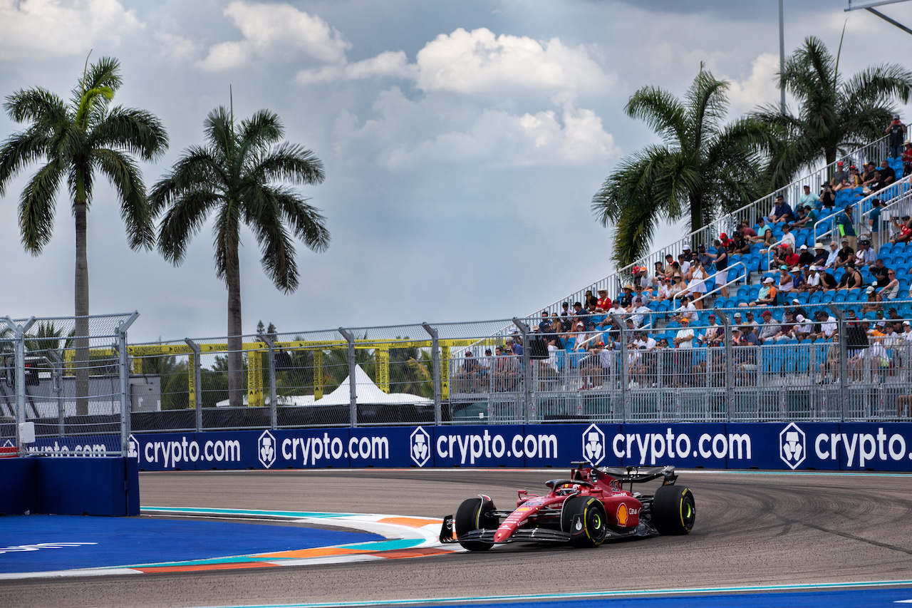 GP MIAMI, Charles Leclerc (MON) Ferrari F1-75.
06.05.2022. Formula 1 World Championship, Rd 5, Miami Grand Prix, Miami, Florida, USA, Practice Day.
- www.xpbimages.com, EMail: requests@xpbimages.com © Copyright: Rew / XPB Images