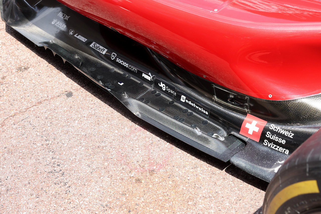 GP MONACO, Alfa Romeo F1 Team C42 floor detail.
29.05.2022. Formula 1 World Championship, Rd 7, Monaco Grand Prix, Monte Carlo, Monaco, Gara Day.
- www.xpbimages.com, EMail: requests@xpbimages.com © Copyright: Bearne / XPB Images