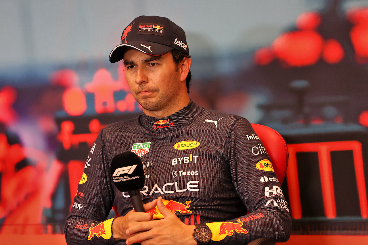 GP MONACO, Sergio Perez (MEX) Red Bull Racing, in the post qualifying FIA Press Conference.
28.05.2022. Formula 1 World Championship, Rd 7, Monaco Grand Prix, Monte Carlo, Monaco, Qualifiche Day.
- www.xpbimages.com, EMail: requests@xpbimages.com © Copyright: Moy / XPB Images