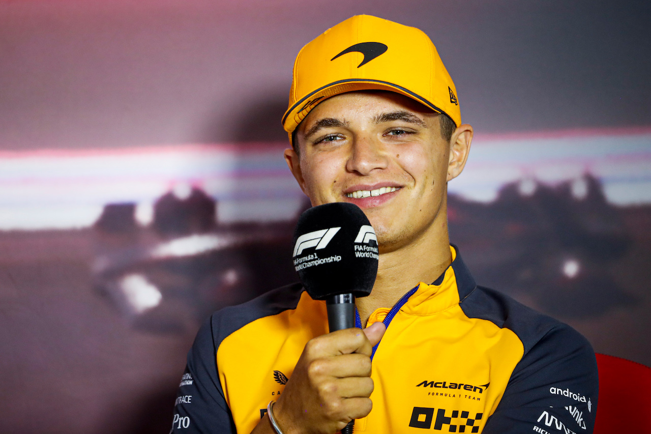 GP OLANDA, Lando Norris (GBR) McLaren in the FIA Press Conference.
01.09.2022. Formula 1 World Championship, Rd 14, Dutch Grand Prix, Zandvoort, Netherlands, Preparation Day.
- www.xpbimages.com, EMail: requests@xpbimages.com © Copyright: XPB Images
