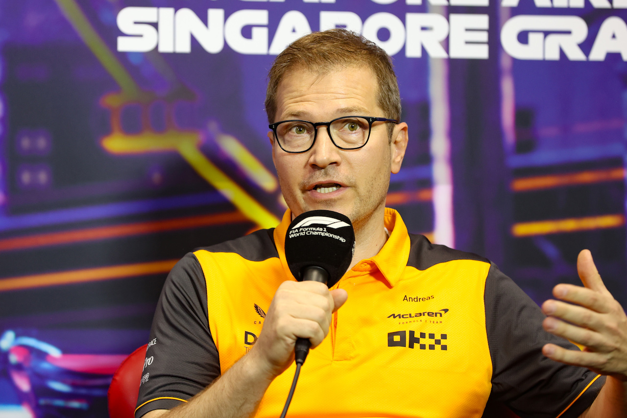 GP SINGAPORE, Andreas Seidl, McLaren Managing Director in the FIA Press Conference.
01.10.2022. Formula 1 World Championship, Rd 17, Singapore Grand Prix, Marina Bay Street Circuit, Singapore, Qualifiche Day.
- www.xpbimages.com, EMail: requests@xpbimages.com © Copyright: XPB Images