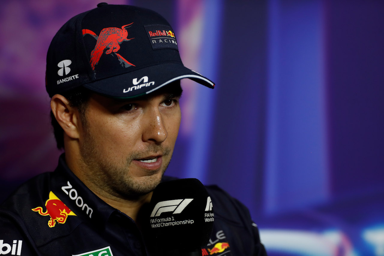 GP SINGAPORE, Sergio Perez (MEX) Red Bull Racing in the post qualifying FIA Press Conference.
01.10.2022. Formula 1 World Championship, Rd 17, Singapore Grand Prix, Marina Bay Street Circuit, Singapore, Qualifiche Day.
- www.xpbimages.com, EMail: requests@xpbimages.com © Copyright: XPB Images