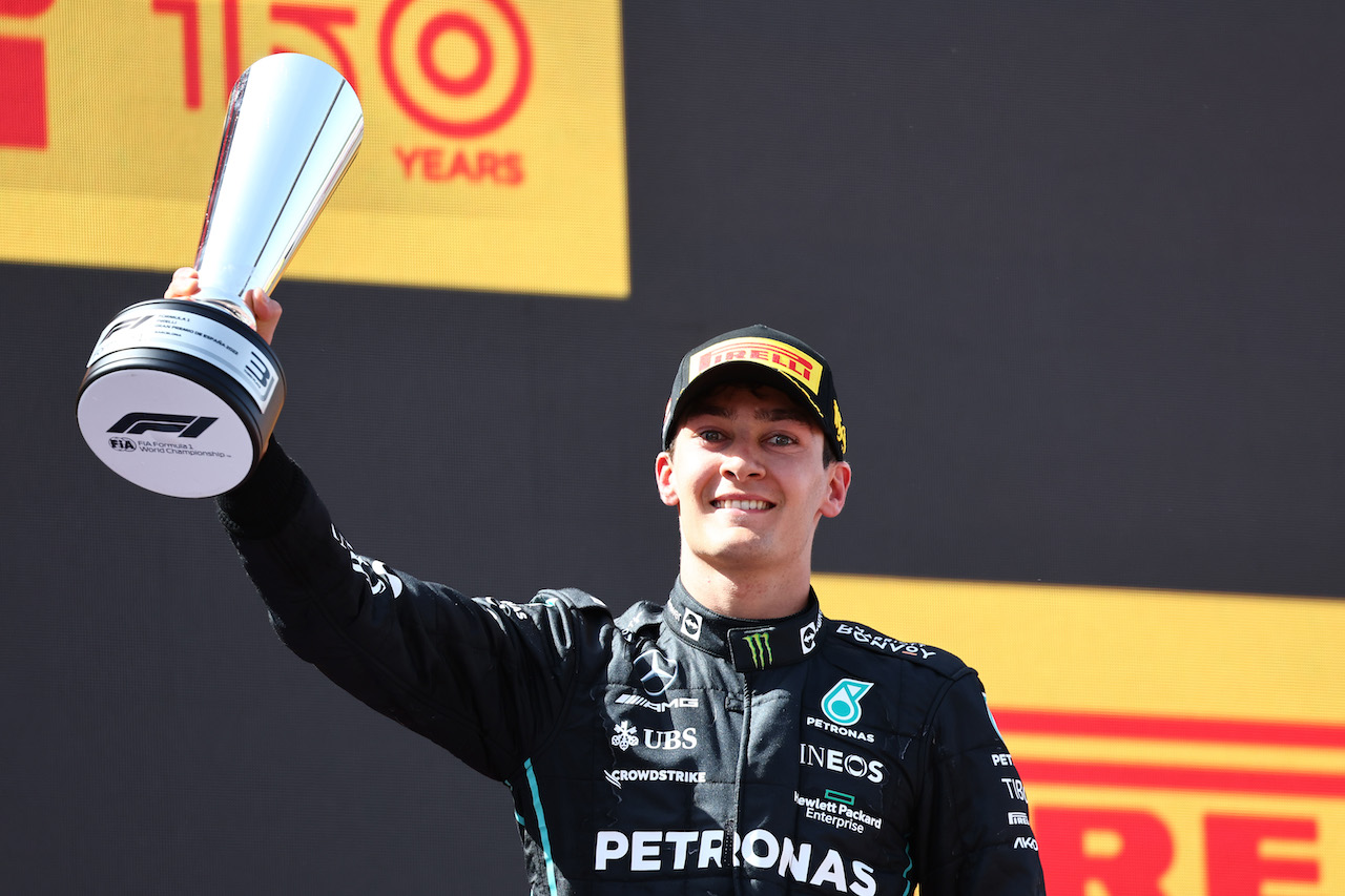 GP SPAGNA, 3rd place George Russell (GBR) Mercedes AMG F1 W13.
22.05.2022. Formula 1 World Championship, Rd 6, Spanish Grand Prix, Barcelona, Spain, Gara Day.
- www.xpbimages.com, EMail: requests@xpbimages.com ¬© Copyright: Batchelor / XPB Images