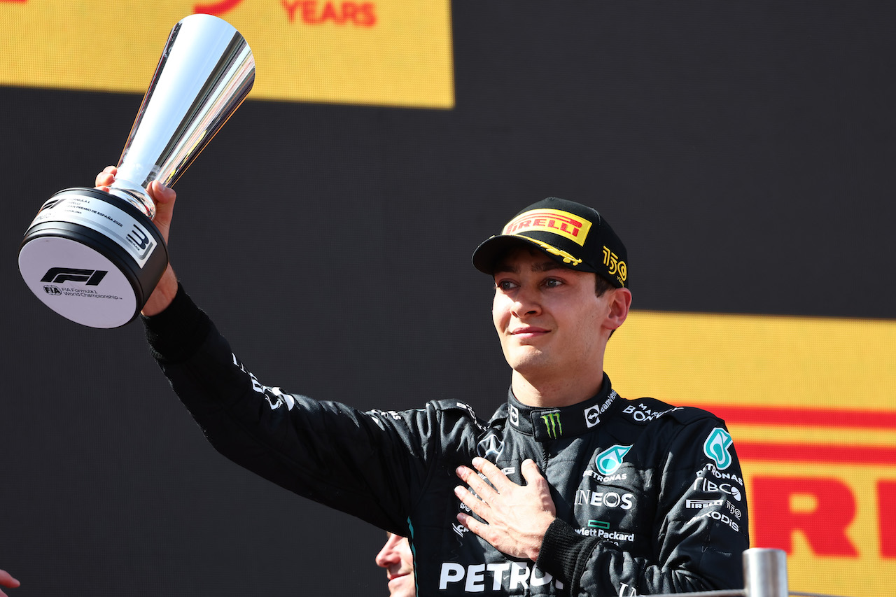 GP SPAGNA, 3rd place George Russell (GBR) Mercedes AMG F1 W13.
22.05.2022. Formula 1 World Championship, Rd 6, Spanish Grand Prix, Barcelona, Spain, Gara Day.
- www.xpbimages.com, EMail: requests@xpbimages.com ¬© Copyright: Batchelor / XPB Images