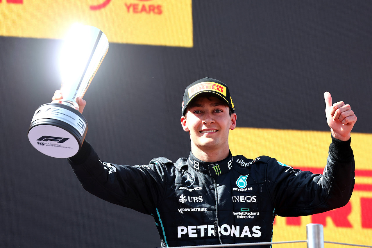 GP SPAGNA, 3rd place George Russell (GBR) Mercedes AMG F1 W13.
22.05.2022. Formula 1 World Championship, Rd 6, Spanish Grand Prix, Barcelona, Spain, Gara Day.
- www.xpbimages.com, EMail: requests@xpbimages.com ¬© Copyright: Batchelor / XPB Images