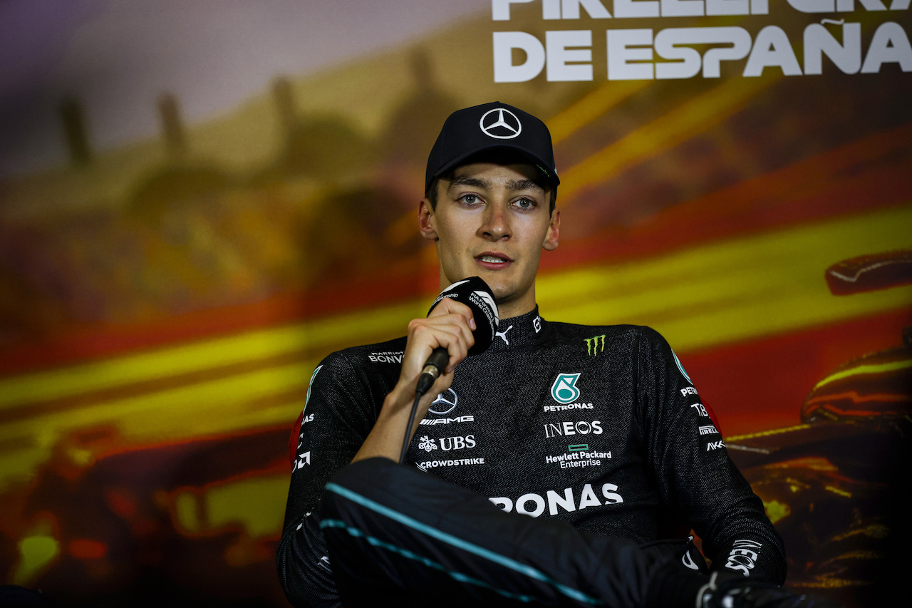 GP SPAGNA, George Russell (GBR) Mercedes AMG F1 in the post race FIA Press Conference.
22.05.2022. Formula 1 World Championship, Rd 6, Spanish Grand Prix, Barcelona, Spain, Gara Day.
- www.xpbimages.com, EMail: requests@xpbimages.com © Copyright: XPB Images