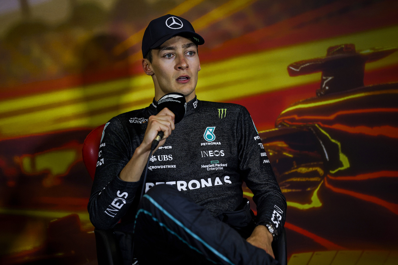 GP SPAGNA, George Russell (GBR) Mercedes AMG F1 in the post race FIA Press Conference.
22.05.2022. Formula 1 World Championship, Rd 6, Spanish Grand Prix, Barcelona, Spain, Gara Day.
- www.xpbimages.com, EMail: requests@xpbimages.com © Copyright: XPB Images