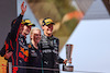 GP SPAGNA, Max Verstappen (NLD), Red Bull Racing Sergio Perez (MEX), Red Bull Racing e George Russell (GBR), Mercedes AMG F1 
22.05.2022. Formula 1 World Championship, Rd 6, Spanish Grand Prix, Barcelona, Spain, Gara Day.
- www.xpbimages.com, EMail: requests@xpbimages.com ¬© Copyright: Charniaux / XPB Images