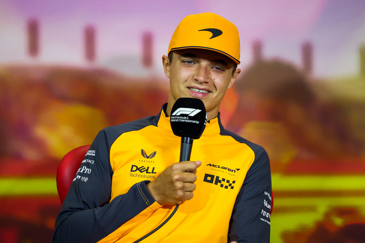 GP SPAGNA, Lando Norris (GBR) McLaren in the FIA Press Conference.
20.05.2022 Formula 1 World Championship, Rd 6, Spanish Grand Prix, Barcelona, Spain, Practice Day.
- www.xpbimages.com, EMail: requests@xpbimages.com © Copyright: XPB Images