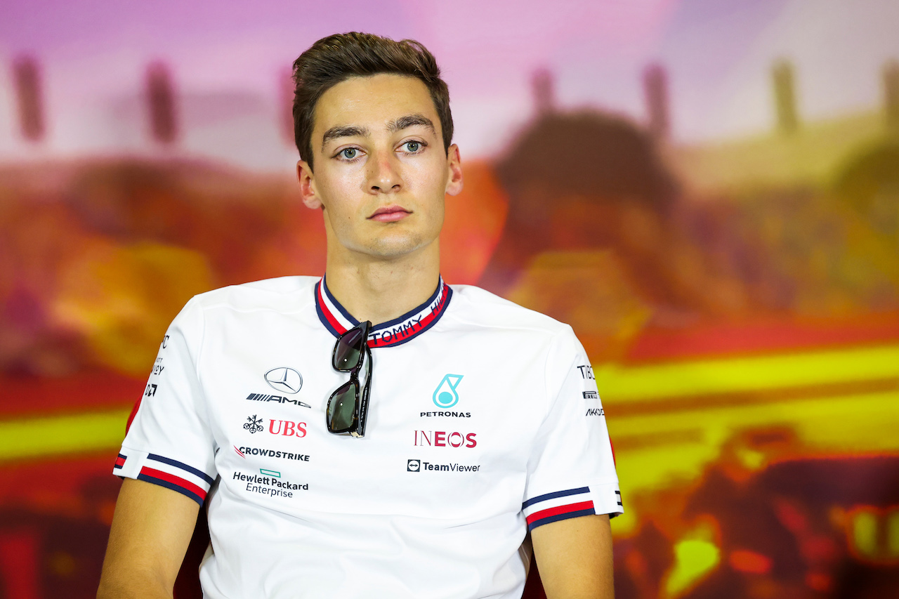GP SPAGNA, George Russell (GBR) Mercedes AMG F1 in the FIA Press Conference.
20.05.2022 Formula 1 World Championship, Rd 6, Spanish Grand Prix, Barcelona, Spain, Practice Day.
- www.xpbimages.com, EMail: requests@xpbimages.com © Copyright: XPB Images
