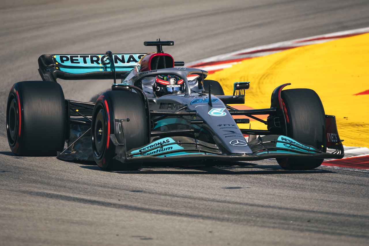 GP SPAGNA, George Russell (GBR) Mercedes AMG F1 W13.
20.05.2022 Formula 1 World Championship, Rd 6, Spanish Grand Prix, Barcelona, Spain, Practice Day.
- www.xpbimages.com, EMail: requests@xpbimages.com © Copyright: Bearne / XPB Images