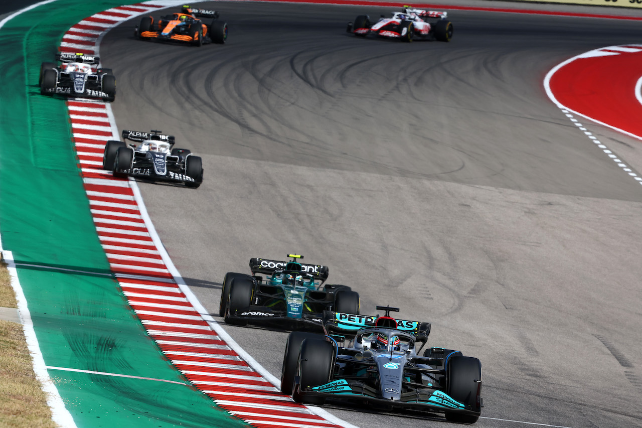 GP STATI UNITI, George Russell (GBR), Mercedes AMG F1 
23.10.2022. Formula 1 World Championship, Rd 19, United States Grand Prix, Austin, Texas, USA, Gara Day.
- www.xpbimages.com, EMail: requests@xpbimages.com ¬© Copyright: Charniaux / XPB Images