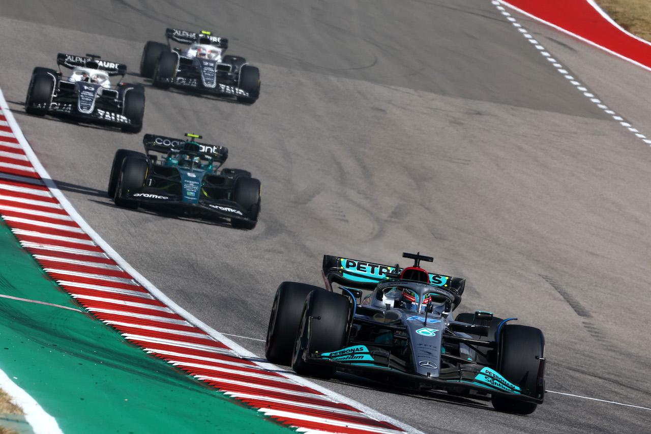 GP STATI UNITI, George Russell (GBR), Mercedes AMG F1 
23.10.2022. Formula 1 World Championship, Rd 19, United States Grand Prix, Austin, Texas, USA, Gara Day.
- www.xpbimages.com, EMail: requests@xpbimages.com © Copyright: Charniaux / XPB Images