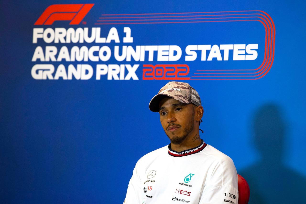 GP STATI UNITI, Lewis Hamilton (GBR) Mercedes AMG F1 in the post race FIA Press Conference.
23.10.2022. Formula 1 World Championship, Rd 19, United States Grand Prix, Austin, Texas, USA, Gara Day.
- www.xpbimages.com, EMail: requests@xpbimages.com © Copyright: XPB Images
