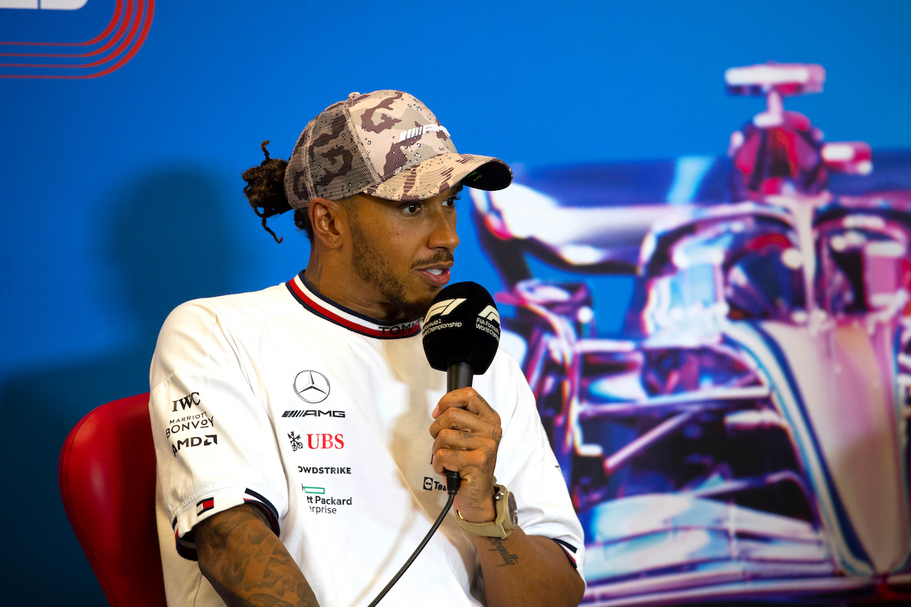 GP STATI UNITI, Lewis Hamilton (GBR) Mercedes AMG F1 in the post race FIA Press Conference.
23.10.2022. Formula 1 World Championship, Rd 19, United States Grand Prix, Austin, Texas, USA, Gara Day.
- www.xpbimages.com, EMail: requests@xpbimages.com © Copyright: XPB Images