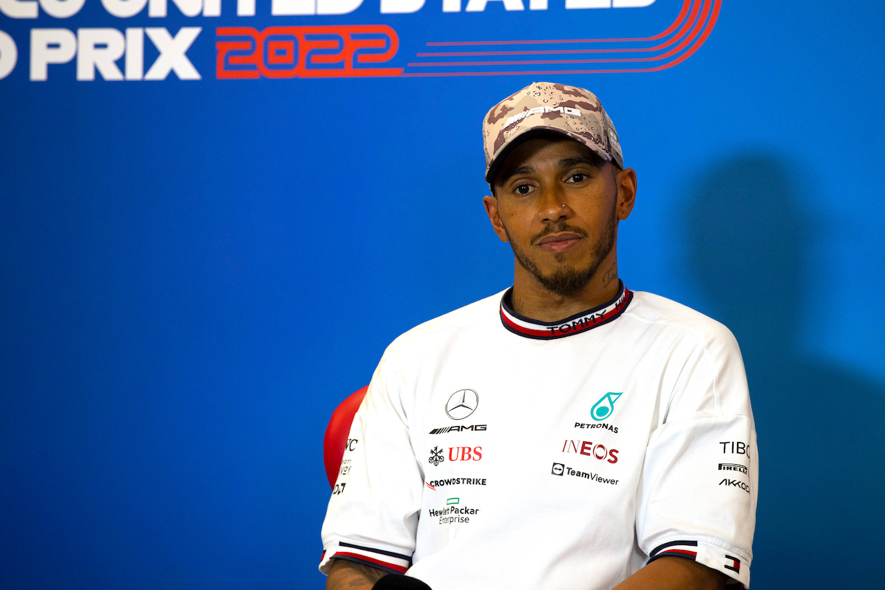 GP STATI UNITI, Lewis Hamilton (GBR) Mercedes AMG F1 in the post race FIA Press Conference.
23.10.2022. Formula 1 World Championship, Rd 19, United States Grand Prix, Austin, Texas, USA, Gara Day.
- www.xpbimages.com, EMail: requests@xpbimages.com © Copyright: XPB Images