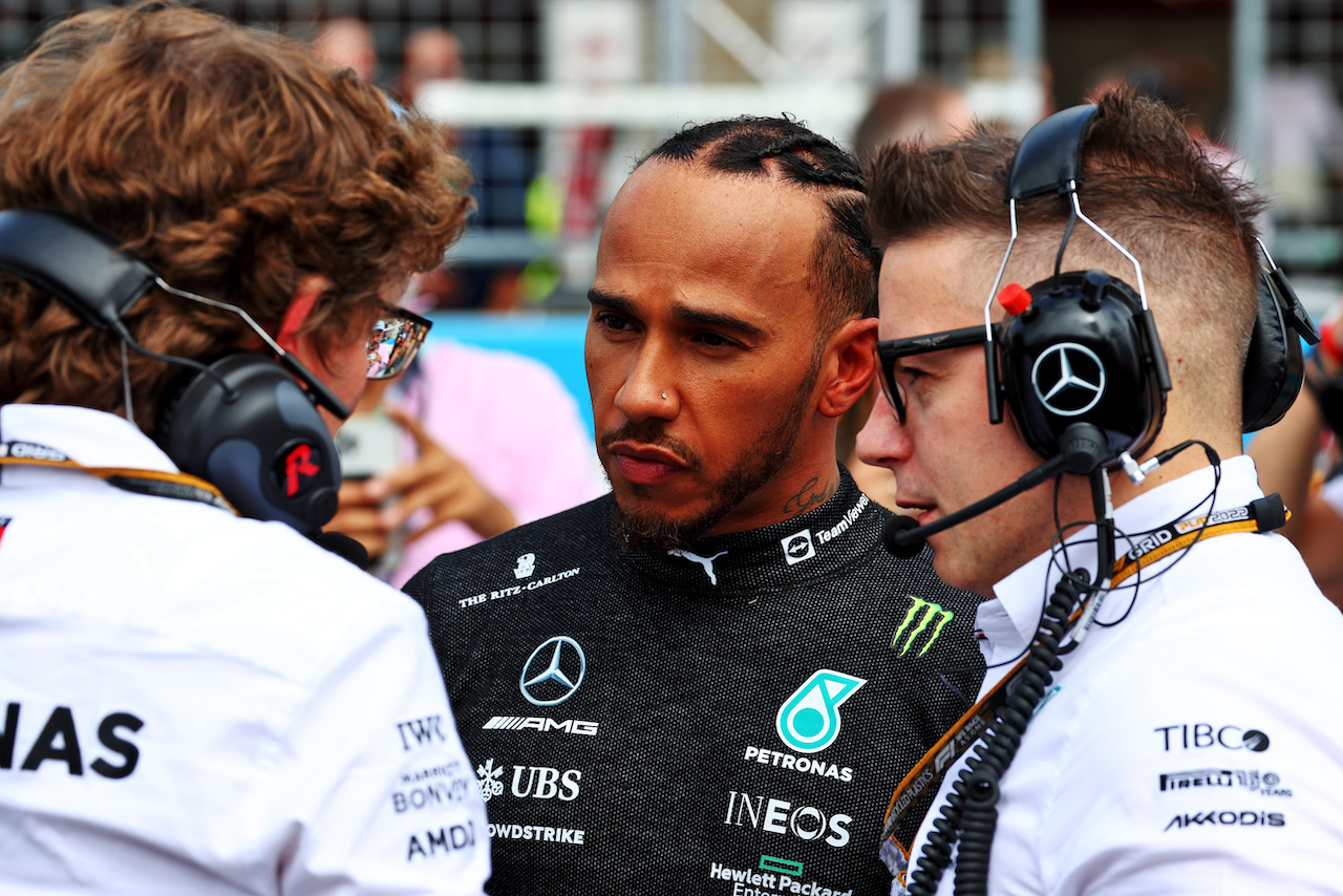 GP STATI UNITI, Lewis Hamilton (GBR) Mercedes AMG F1 on the grid.
23.10.2022. Formula 1 World Championship, Rd 19, United States Grand Prix, Austin, Texas, USA, Gara Day.
 - www.xpbimages.com, EMail: requests@xpbimages.com © Copyright: Coates / XPB Images