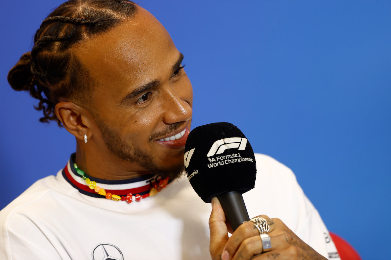 GP STATI UNITI, Lewis Hamilton (GBR) Mercedes AMG F1 in the FIA Press Conference.
20.10.2022. Formula 1 World Championship, Rd 19, United States Grand Prix, Austin, Texas, USA, Preparation Day.
- www.xpbimages.com, EMail: requests@xpbimages.com © Copyright: XPB Images