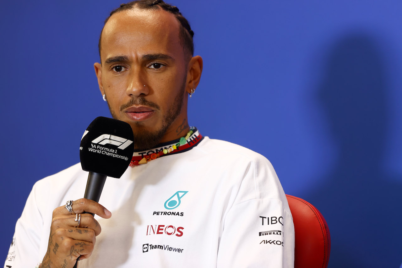 GP STATI UNITI, Lewis Hamilton (GBR) Mercedes AMG F1 in the FIA Press Conference.
20.10.2022. Formula 1 World Championship, Rd 19, United States Grand Prix, Austin, Texas, USA, Preparation Day.
- www.xpbimages.com, EMail: requests@xpbimages.com © Copyright: XPB Images
