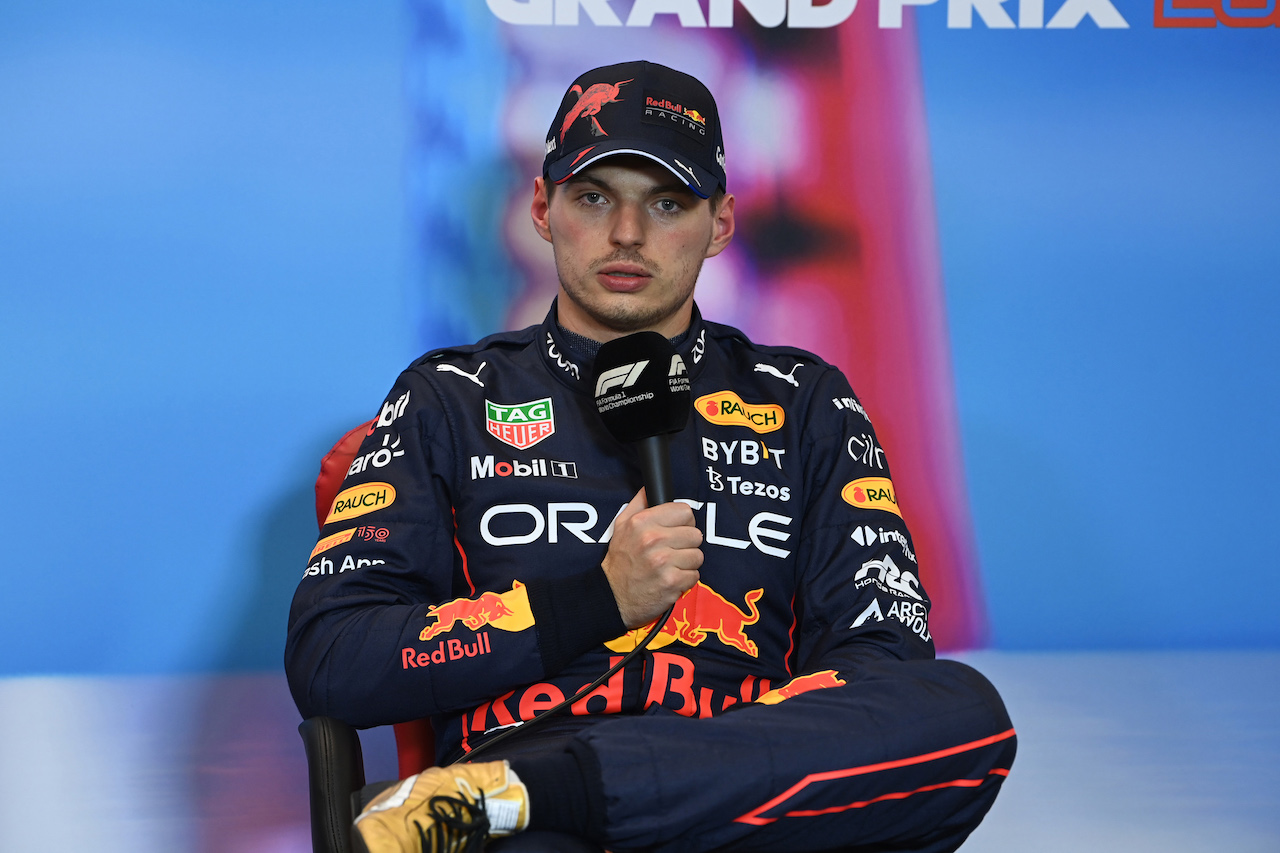 GP STATI UNITI, Max Verstappen (NLD) Red Bull Racing in the post qualifying FIA Press Conference.
22.10.2022. Formula 1 World Championship, Rd 19, United States Grand Prix, Austin, Texas, USA, Qualifiche Day.
- www.xpbimages.com, EMail: requests@xpbimages.com © Copyright: XPB Images