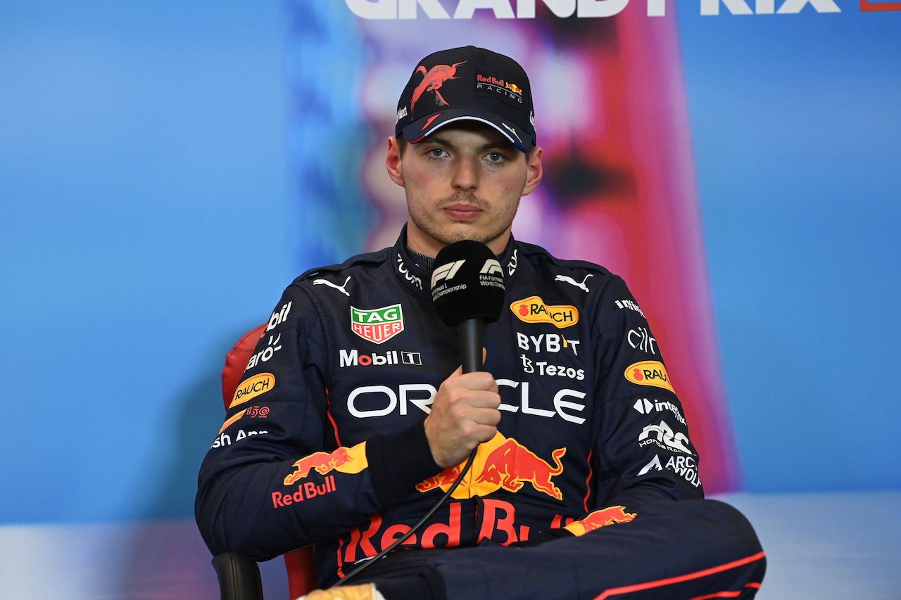 GP STATI UNITI, Max Verstappen (NLD) Red Bull Racing in the post qualifying FIA Press Conference.
22.10.2022. Formula 1 World Championship, Rd 19, United States Grand Prix, Austin, Texas, USA, Qualifiche Day.
- www.xpbimages.com, EMail: requests@xpbimages.com © Copyright: XPB Images
