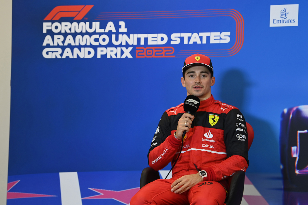 GP STATI UNITI, Charles Leclerc (MON) Ferrari in the post qualifying FIA Press Conference.
22.10.2022. Formula 1 World Championship, Rd 19, United States Grand Prix, Austin, Texas, USA, Qualifiche Day.
- www.xpbimages.com, EMail: requests@xpbimages.com © Copyright: XPB Images