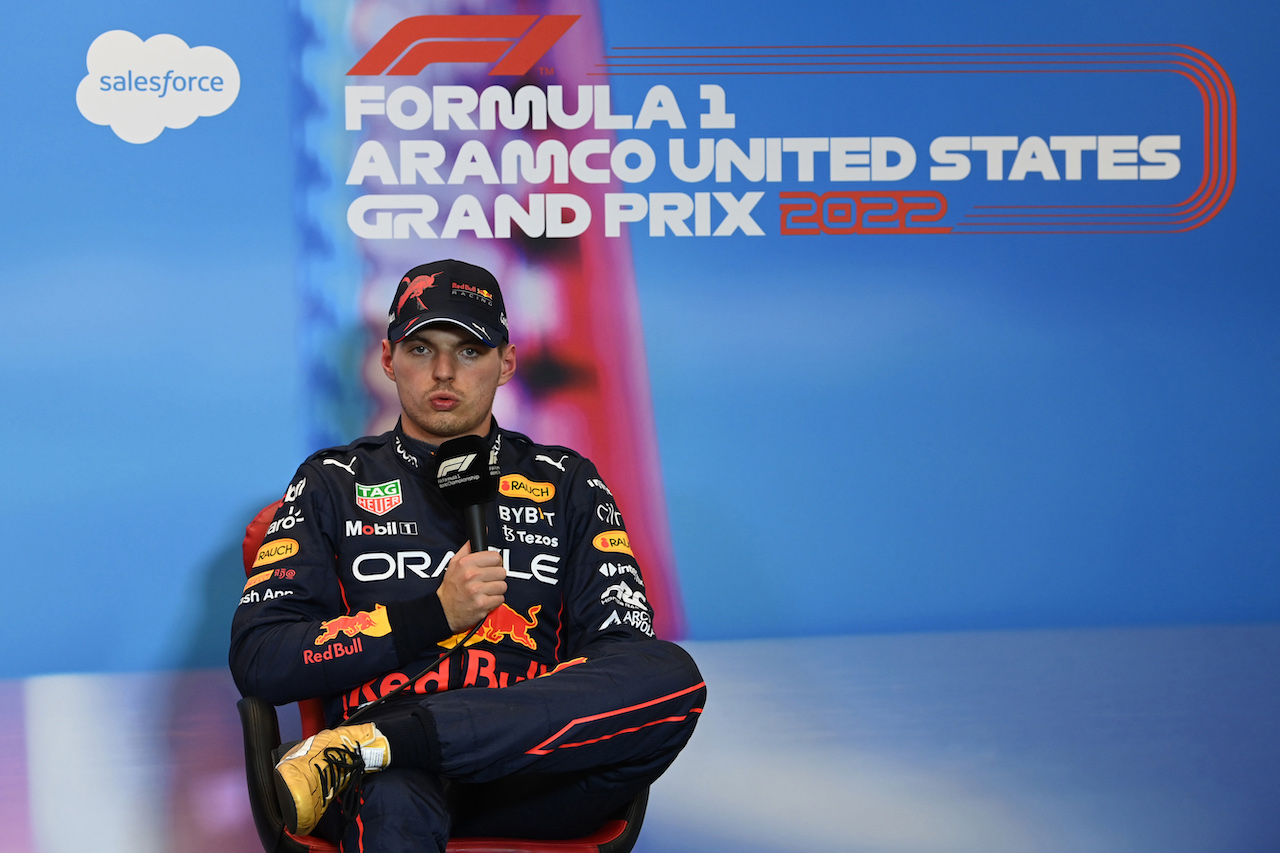 GP STATI UNITI, Max Verstappen (NLD) Red Bull Racing in the post qualifying FIA Press Conference.
22.10.2022. Formula 1 World Championship, Rd 19, United States Grand Prix, Austin, Texas, USA, Qualifiche Day.
- www.xpbimages.com, EMail: requests@xpbimages.com © Copyright: XPB Images