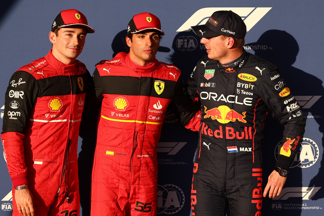 GP STATI UNITI, Pole for Carlos Sainz Jr (ESP) Ferrari, 2nd for Charles Leclerc (MON) Ferrari F1-75 e 3rd for Max Verstappen (NLD) Red Bull Racing.
22.10.2022. Formula 1 World Championship, Rd 19, United States Grand Prix, Austin, Texas, USA, Qualifiche Day.
- www.xpbimages.com, EMail: requests@xpbimages.com © Copyright: Batchelor / XPB Images