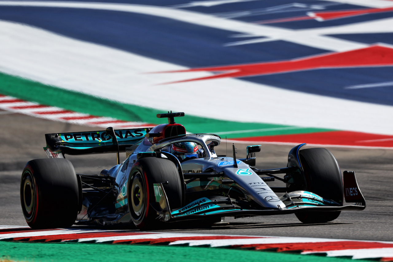 GP STATI UNITI, George Russell (GBR) Mercedes AMG F1 W13.
21.10.2022. Formula 1 World Championship, Rd 19, United States Grand Prix, Austin, Texas, USA, Practice Day.
 - www.xpbimages.com, EMail: requests@xpbimages.com © Copyright: Coates / XPB Images