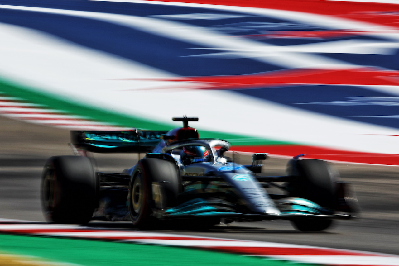 GP STATI UNITI, George Russell (GBR) Mercedes AMG F1 W13.
21.10.2022. Formula 1 World Championship, Rd 19, United States Grand Prix, Austin, Texas, USA, Practice Day.
 - www.xpbimages.com, EMail: requests@xpbimages.com © Copyright: Coates / XPB Images