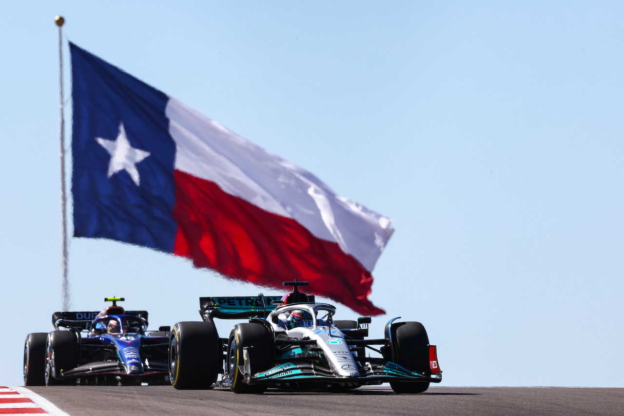GP STATI UNITI, George Russell (GBR), Mercedes AMG F1 
21.10.2022. Formula 1 World Championship, Rd 19, United States Grand Prix, Austin, Texas, USA, Practice Day.
- www.xpbimages.com, EMail: requests@xpbimages.com © Copyright: Charniaux / XPB Images