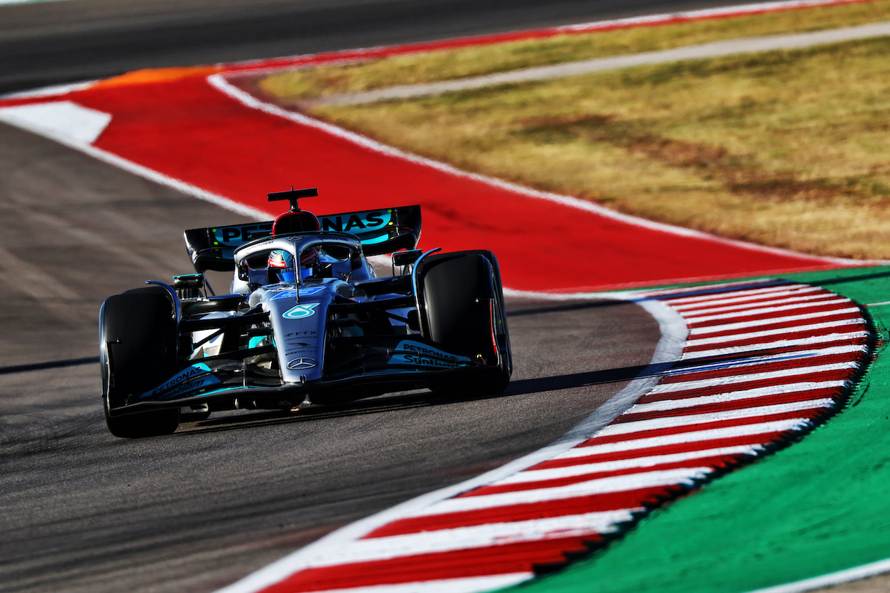 GP STATI UNITI, George Russell (GBR) Mercedes AMG F1 W13.
21.10.2022. Formula 1 World Championship, Rd 19, United States Grand Prix, Austin, Texas, USA, Practice Day.
 - www.xpbimages.com, EMail: requests@xpbimages.com © Copyright: Coates / XPB Images