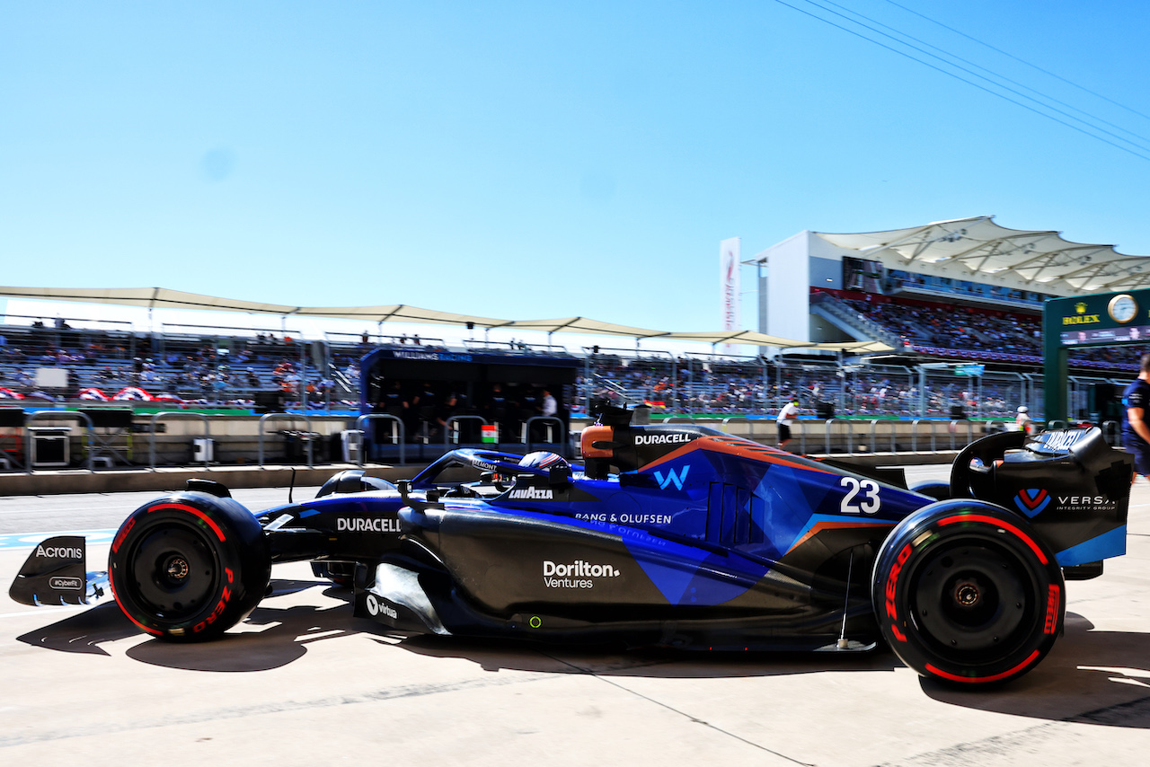 GP STATI UNITI, Alexander Albon (THA) Williams Racing FW44 leaves the pits.
21.10.2022. Formula 1 World Championship, Rd 19, United States Grand Prix, Austin, Texas, USA, Practice Day.
- www.xpbimages.com, EMail: requests@xpbimages.com © Copyright: Batchelor / XPB Images