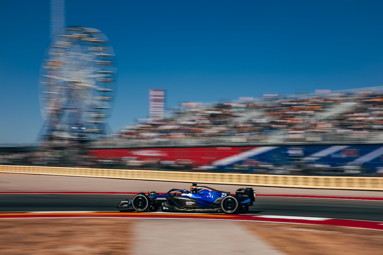 GP STATI UNITI, Alexander Albon (THA) Williams Racing FW44.
21.10.2022. Formula 1 World Championship, Rd 19, United States Grand Prix, Austin, Texas, USA, Practice Day.
- www.xpbimages.com, EMail: requests@xpbimages.com © Copyright: Bearne / XPB Images