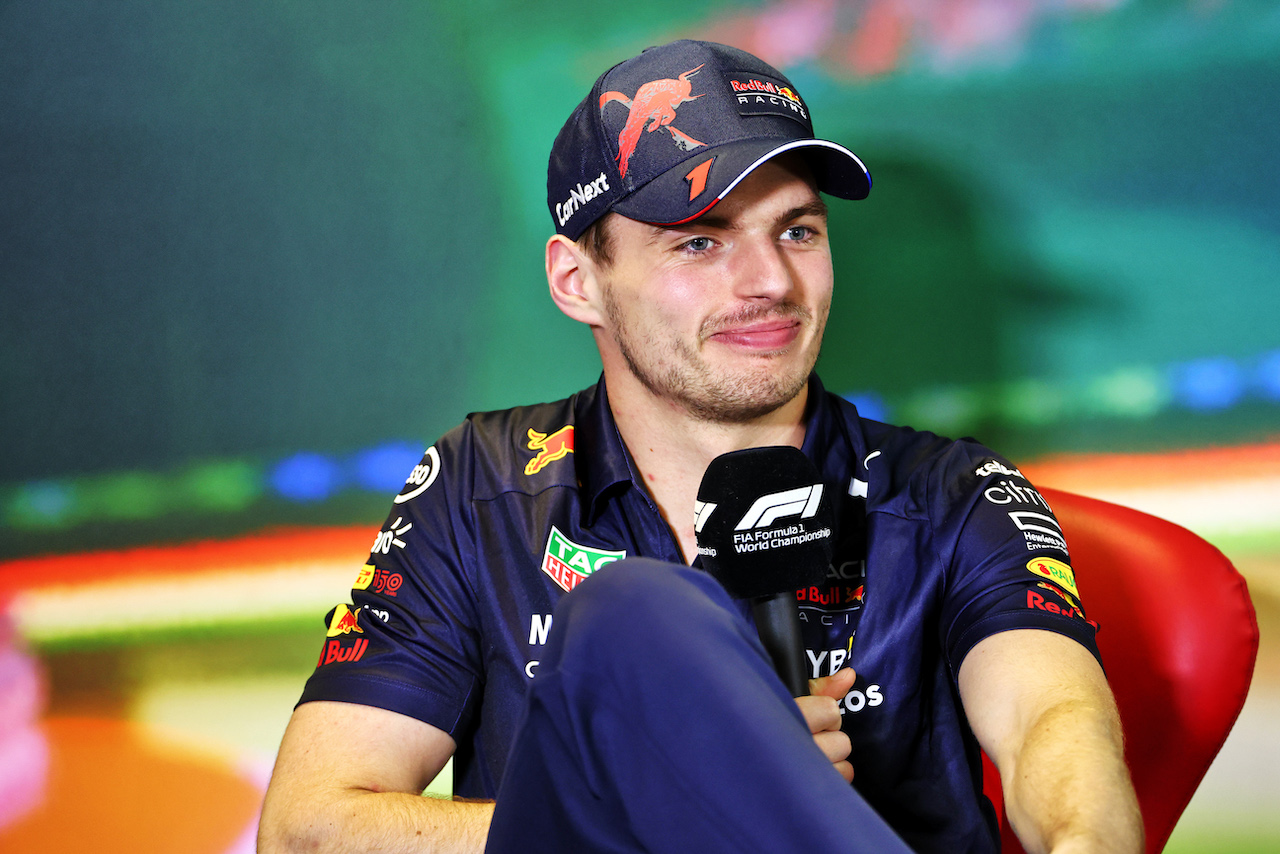 GP UNGHERIA, Max Verstappen (NLD) Red Bull Racing in the FIA Press Conference.
28.07.2022. Formula 1 World Championship, Rd 13, Hungarian Grand Prix, Budapest, Hungary, Preparation Day.
- www.xpbimages.com, EMail: requests@xpbimages.com © Copyright: Charniaux / XPB Images