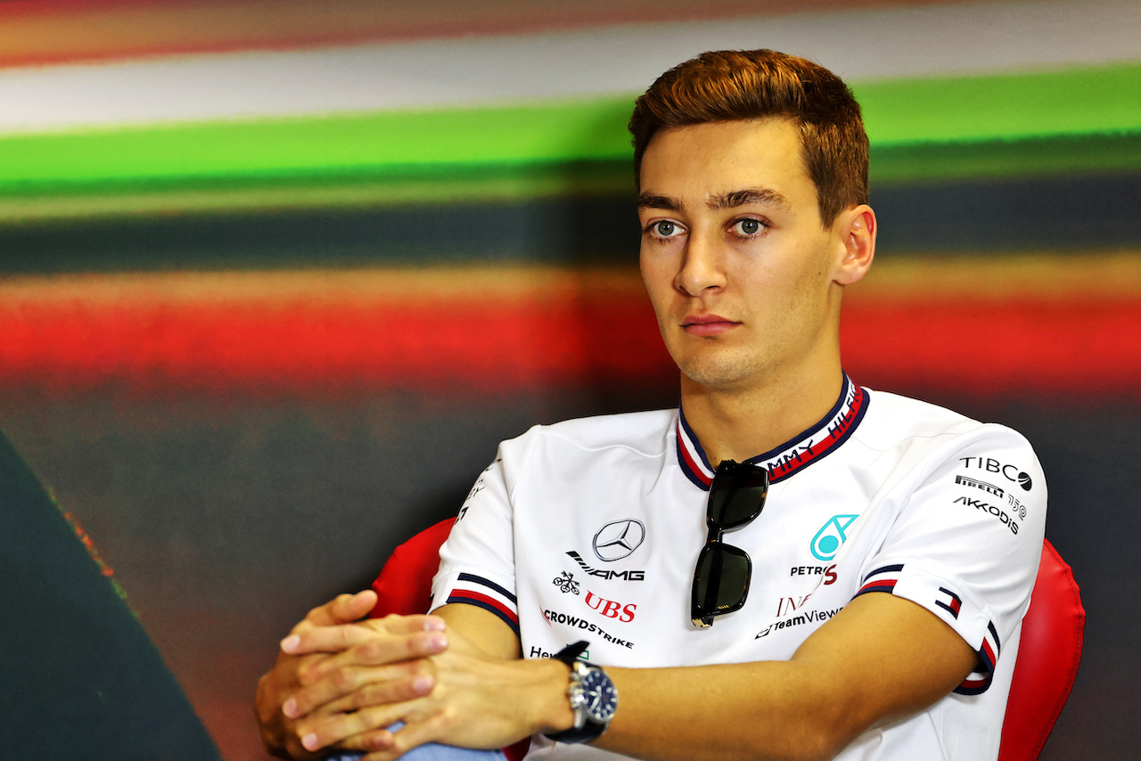 GP UNGHERIA, George Russell (GBR) Mercedes AMG F1 in the FIA Press Conference.
28.07.2022. Formula 1 World Championship, Rd 13, Hungarian Grand Prix, Budapest, Hungary, Preparation Day.
- www.xpbimages.com, EMail: requests@xpbimages.com © Copyright: Charniaux / XPB Images