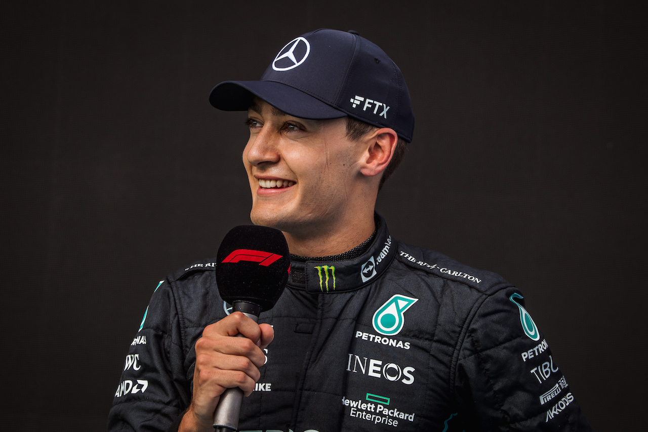 GP UNGHERIA, Pole sitter George Russell (GBR) Mercedes AMG F1 in qualifying parc ferme.
30.07.2022. Formula 1 World Championship, Rd 13, Hungarian Grand Prix, Budapest, Hungary, Qualifiche Day.
- www.xpbimages.com, EMail: requests@xpbimages.com © Copyright: Bearne / XPB Images