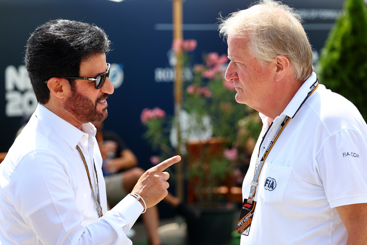 GP UNGHERIA, (L to R): Mohammed Bin Sulayem (UAE) FIA President with Jo Bauer (GER) FIA Delegate.
29.07.2022. Formula 1 World Championship, Rd 13, Hungarian Grand Prix, Budapest, Hungary, Practice Day.
- www.xpbimages.com, EMail: requests@xpbimages.com © Copyright: Batchelor / XPB Images
