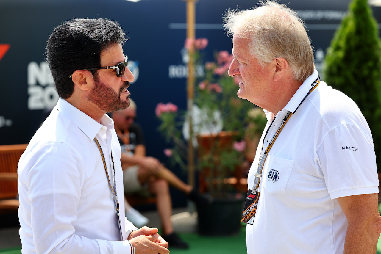 GP UNGHERIA, (L to R): Mohammed Bin Sulayem (UAE) FIA President with Jo Bauer (GER) FIA Delegate.
29.07.2022. Formula 1 World Championship, Rd 13, Hungarian Grand Prix, Budapest, Hungary, Practice Day.
- www.xpbimages.com, EMail: requests@xpbimages.com © Copyright: Batchelor / XPB Images