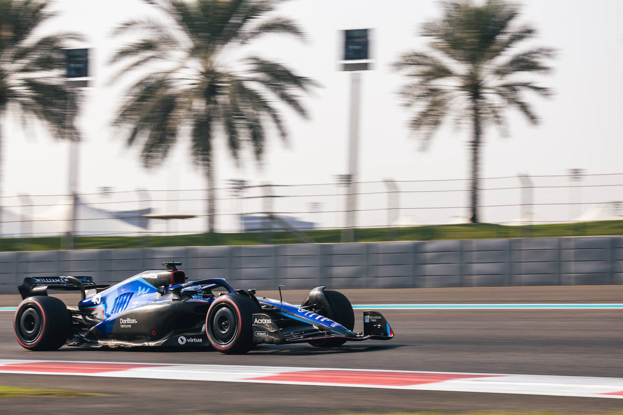 TEST ABU DHABI, Logan Sargeant (USA) Williams Racing FW44.
22.11.2022. Formula 1 Testing, Yas Marina Circuit, Abu Dhabi, Tuesday.
- www.xpbimages.com, EMail: requests@xpbimages.com © Copyright: Bearne / XPB Images