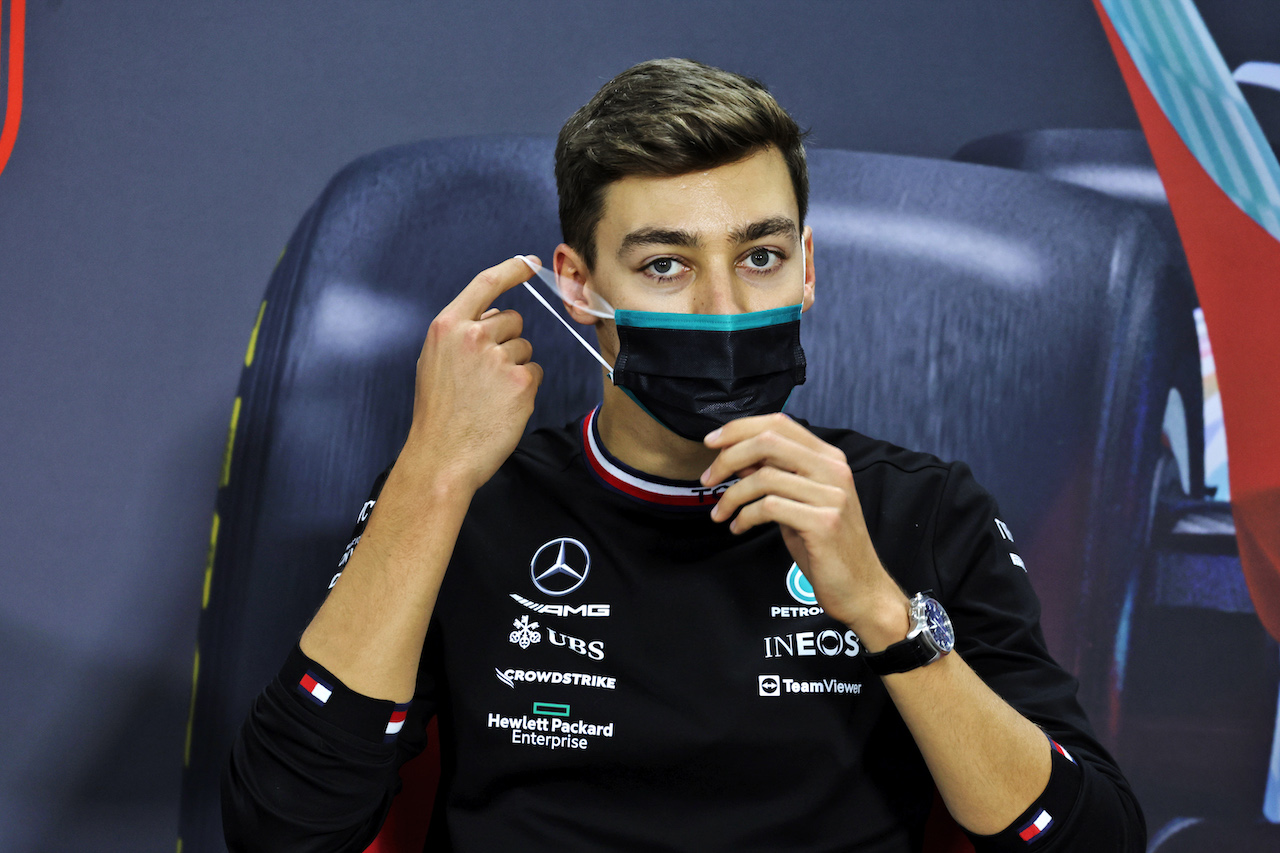 TEST BAHRAIN, George Russell (GBR) Mercedes AMG F1 in the FIA Press Conference.
10.03.2022. Formula 1 Testing, Sakhir, Bahrain, Day One.
- www.xpbimages.com, EMail: requests@xpbimages.com © Copyright: Bearne / XPB Images