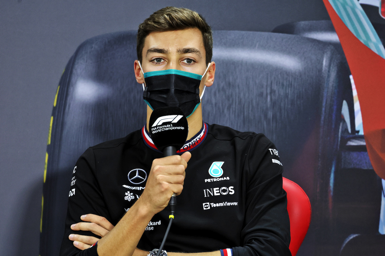 TEST BAHRAIN, George Russell (GBR) Mercedes AMG F1 in the FIA Press Conference.
10.03.2022. Formula 1 Testing, Sakhir, Bahrain, Day One.
- www.xpbimages.com, EMail: requests@xpbimages.com © Copyright: Bearne / XPB Images
